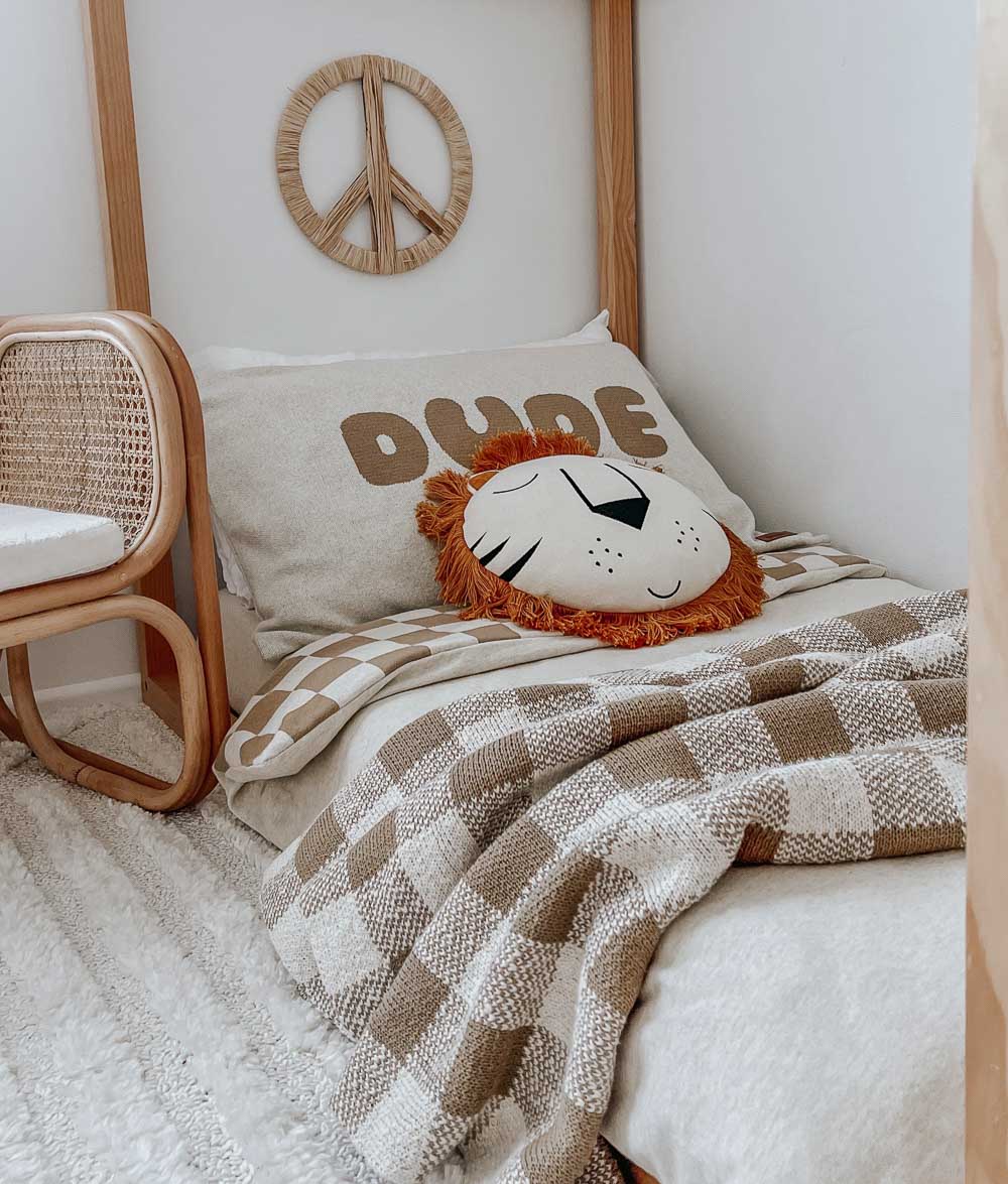Bengali Baby | Nursery Decor - Khaki Gingham Blanket