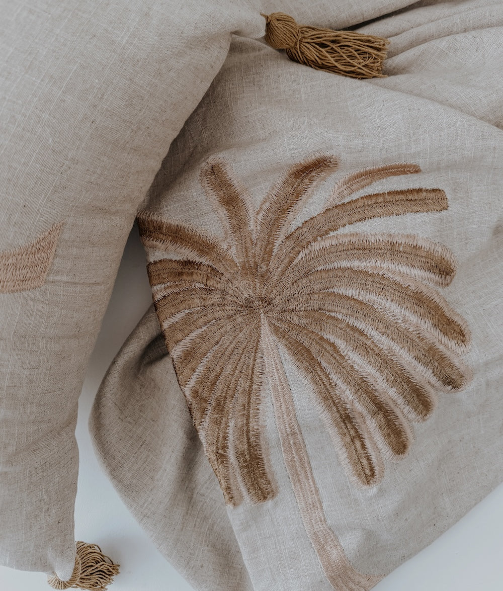 Bengali Home® | Balinese Decor - Linen Throw Cinnamon Palm