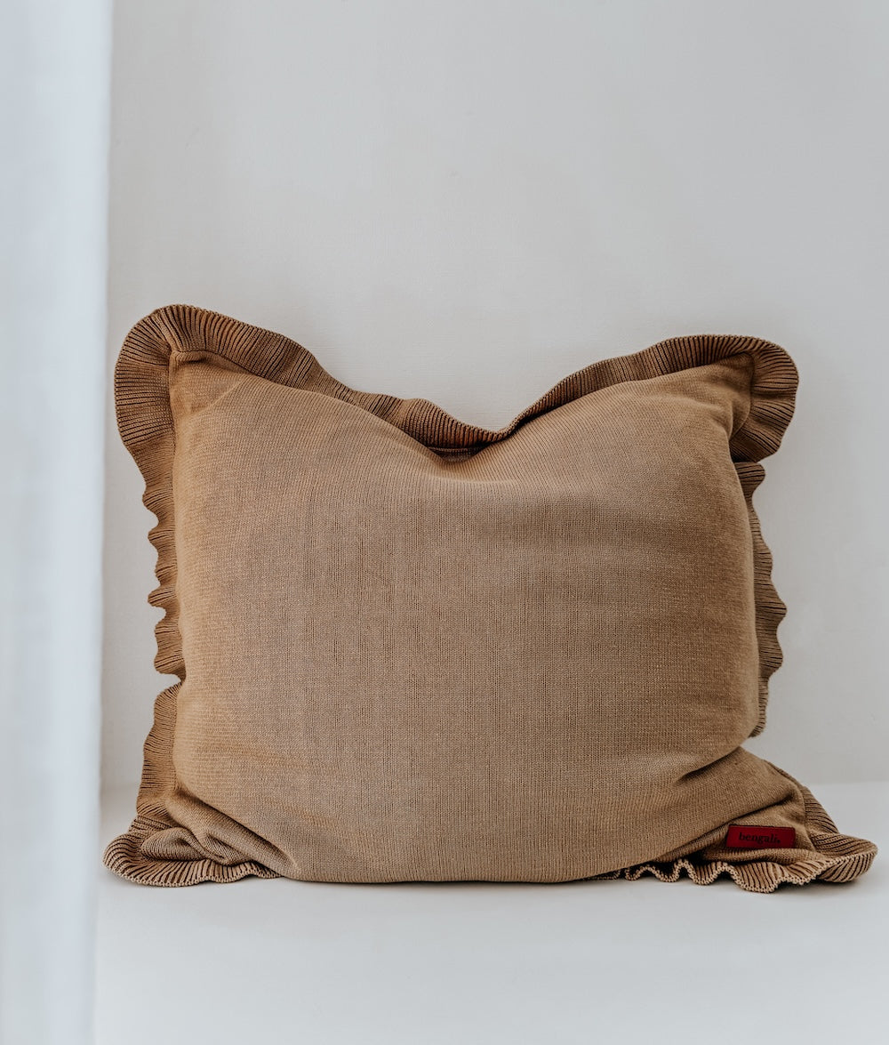 Bengali Home® | Kids & Bedroom Decor - Khaki Frill Euro Pillowcase