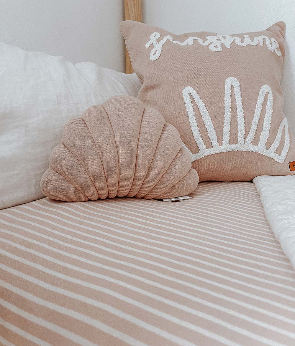 Bengali Baby Fitted Jersey Cot Sheet Nougat Pinstripe Bengali Home