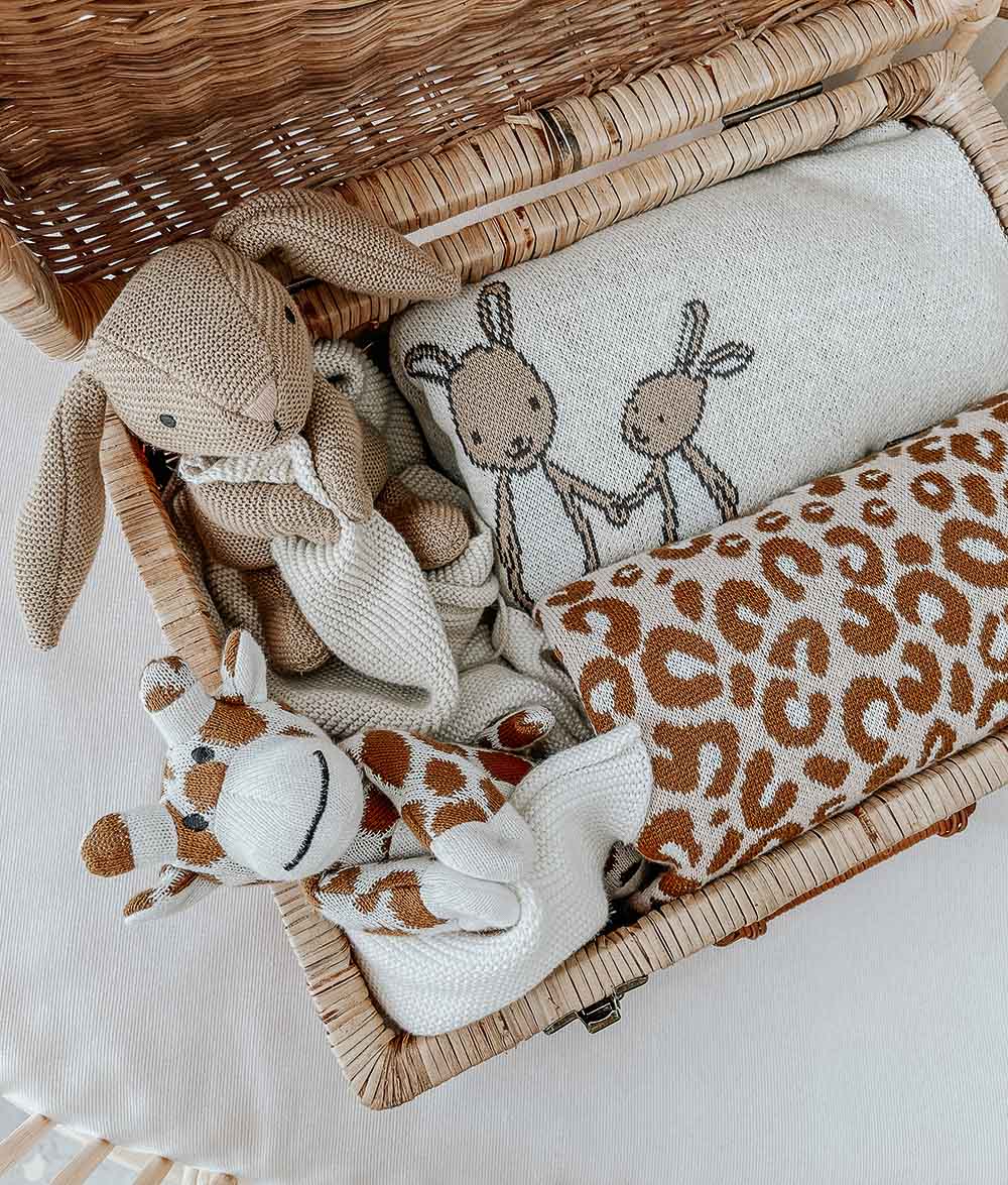 Bengali Baby | Natural Cotton Comforter - Giraffe Snuggly & Leopard Spot Blanket