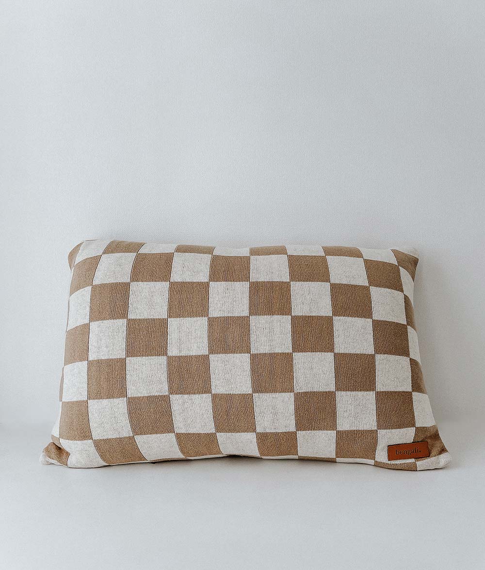Bengali Home® | Jersey Cotton Pillowcase - Khaki Gingham