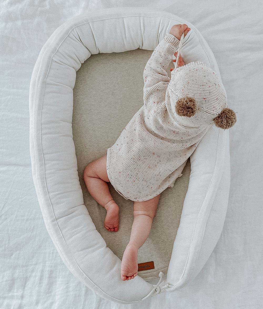 Bengali Baby | Portable Baby Lounger - Natural Marle + Ivory