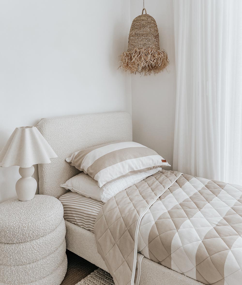 Bengali Bedding Reversible Bed Quilts Greige Stripe Bengali Home