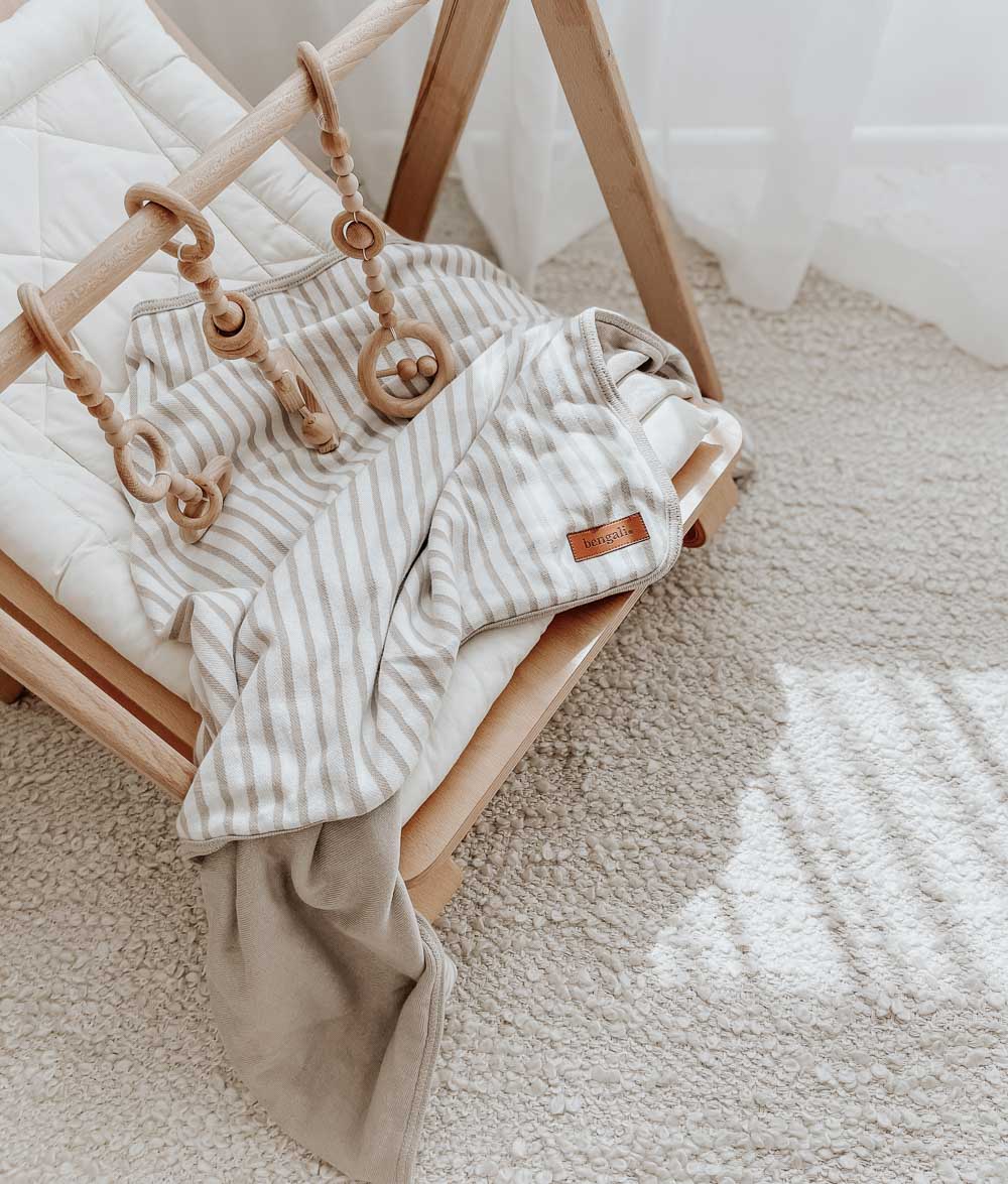 Bengali Baby | Jersey Cotton Swaddle Wrap - Greige Pinstripe