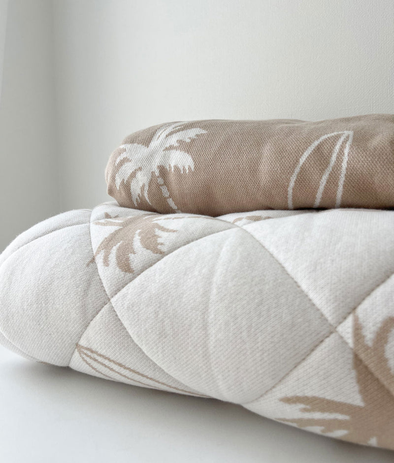 Bengali Bedding | Fitted Jersey Cotton Sheet - Natural Surfing Palm