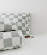 Bengali Bedding | Reversible Bed Quilts - Sage Gingham