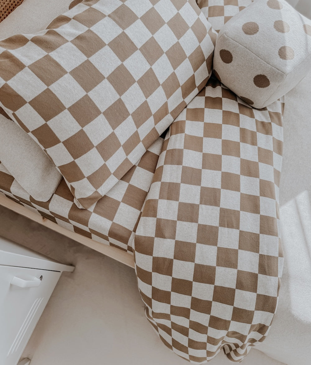 Bengali Baby & Kids | Cot & King Single Duvet Covers - Khaki Gingham