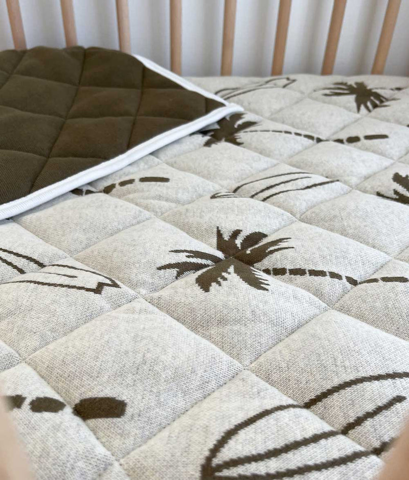 Bengali Bedding | Reversible Bed Quilts - Olive Surfing Palm