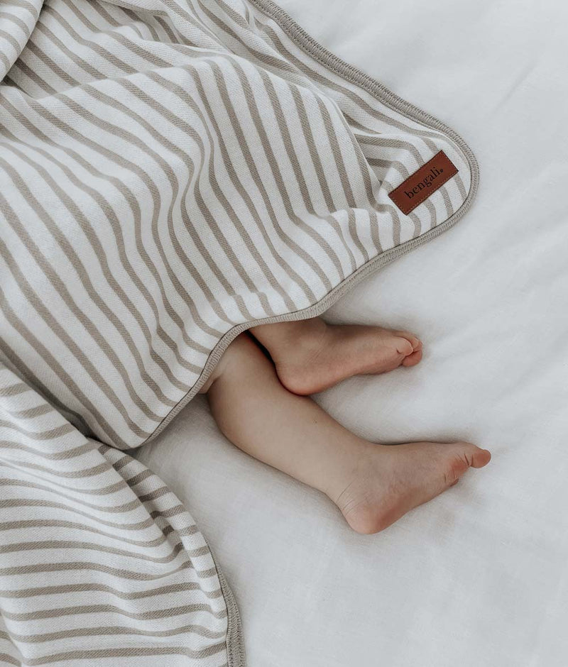 Bengali Baby Jersey Cotton Swaddle Wrap Greige Pinstripe Bengali Home
