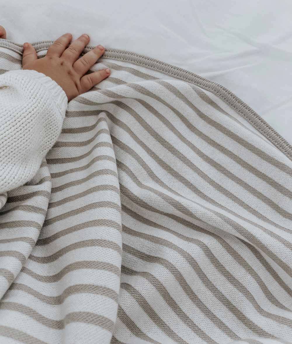 Bengali Baby | Jersey Cotton Swaddle Wrap - Greige Pinstripe