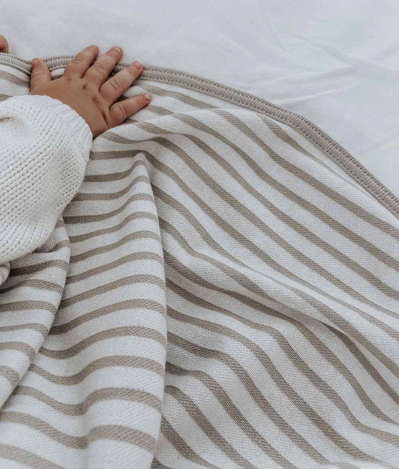 Bengali Baby Jersey Cotton Swaddle Wrap Greige Pinstripe Bengali Home