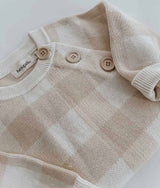 Bengali Baby | Knitwear Romper - Gingham Tan