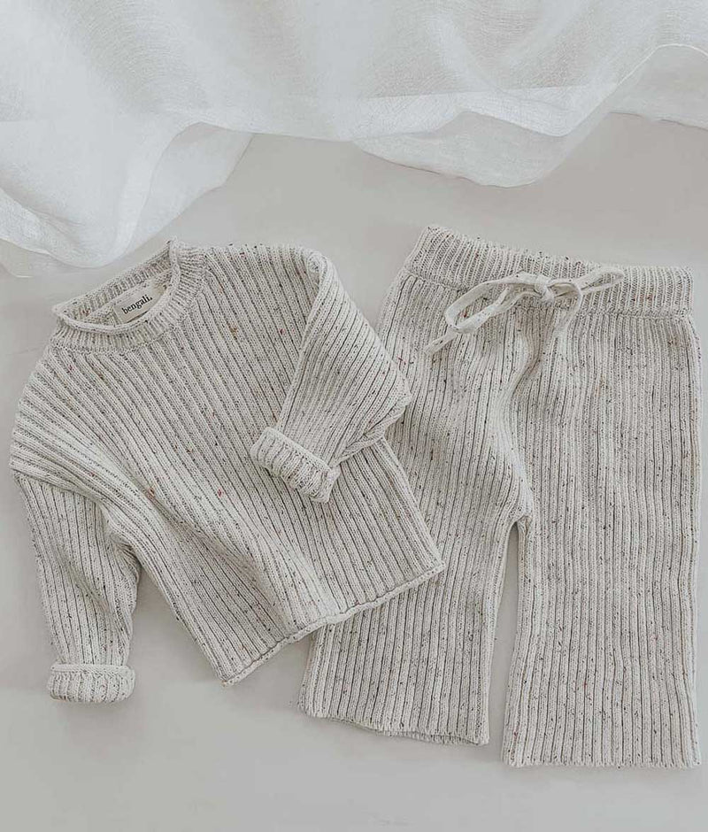 Bengali Baby | Knitwear Cropped Pants - Vanilla Sprinkle