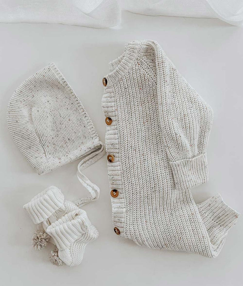 Bengali Baby | Knitwear Booties - Vanilla Pom Pom