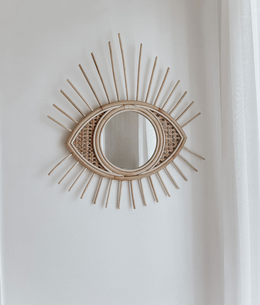 Bali Home™ | Balinese Rattan Mirror - Eye of Protection