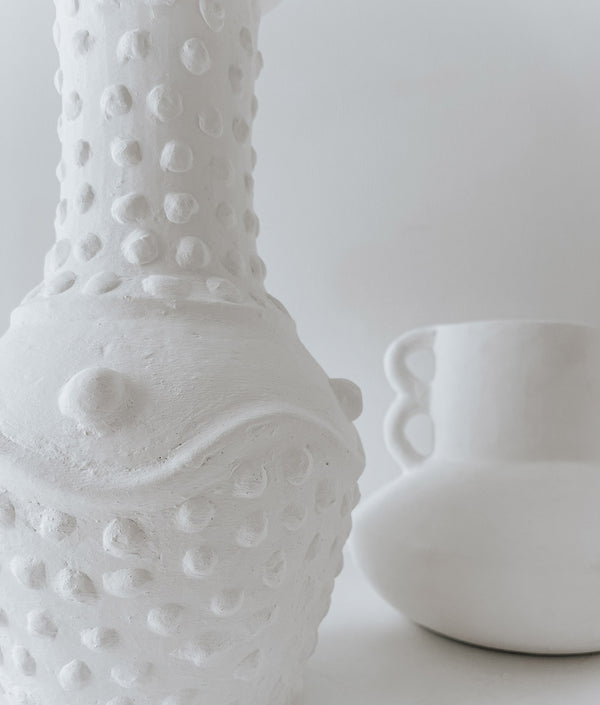 Bali Home™ | Balinese Terracotta Pot - White Tulum Tall Vase