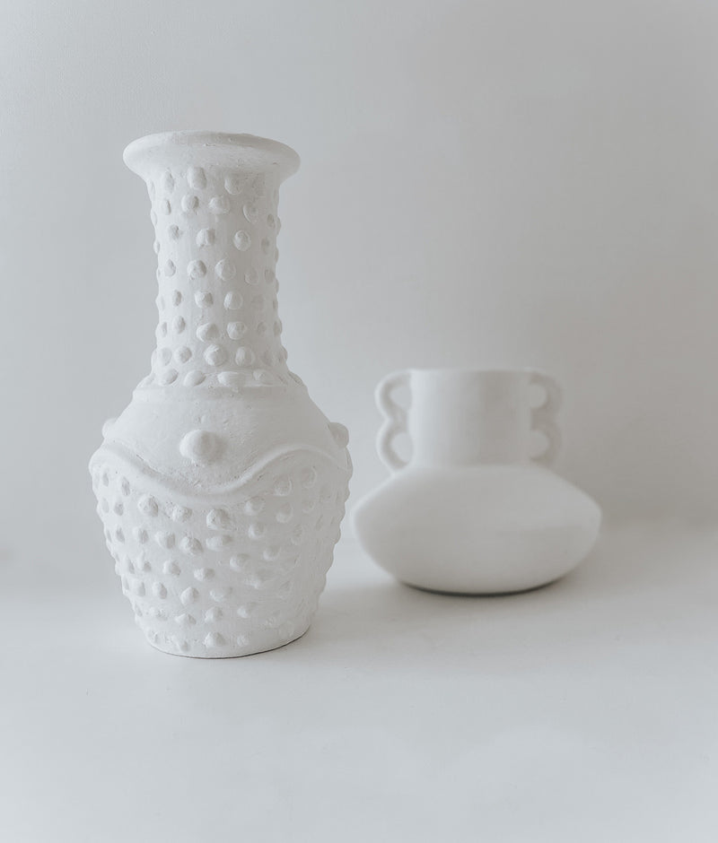 Bali Home™ Balinese Terracotta Pot White Tulum Tall Vase Bengali Home