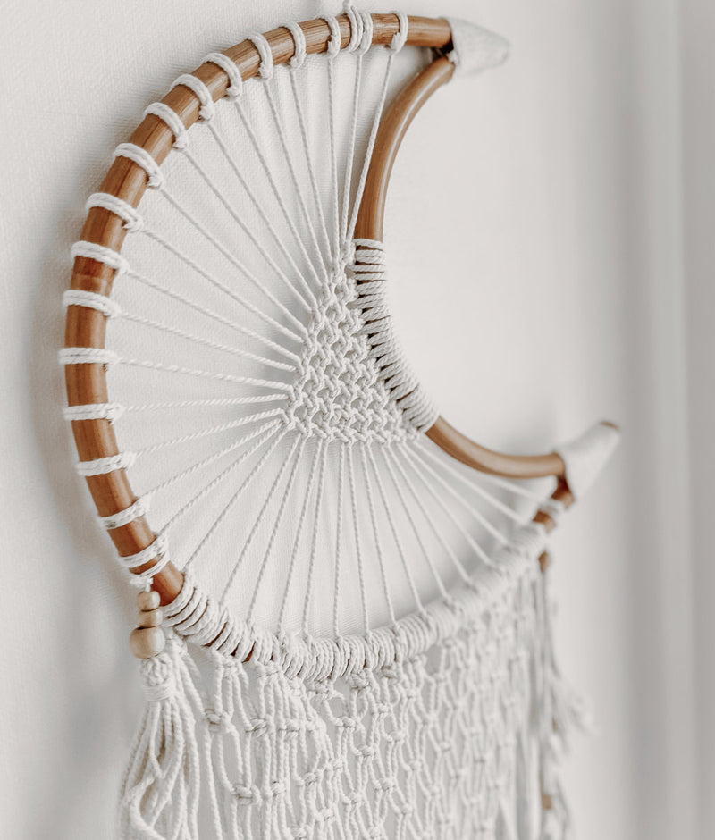 Bali Home™ Balinese Wall Hanging Macrame Crescent Dream Catcher
