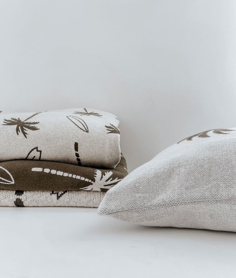 Bengali Bedding | Fitted Jersey Cotton Sheet - Olive Surfing Palm