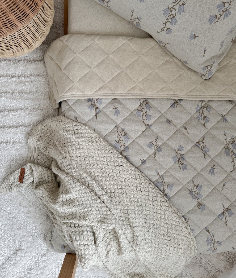 Bengali Baby | Fitted Jersey Cot Sheet - Natural Marle