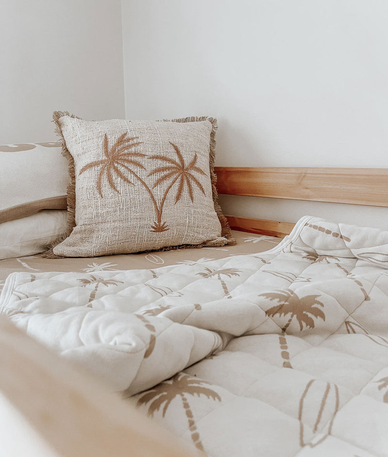 Bengali Bedding Fitted Jersey Cotton Sheet Natural Surfing Palm