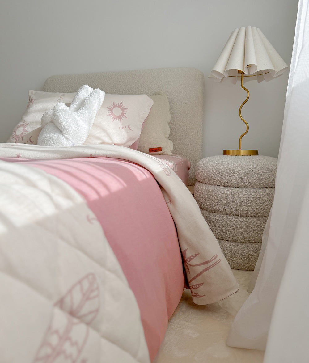 Sun Kissed jersey cotton duvet cover styled in a child's bedroom.
