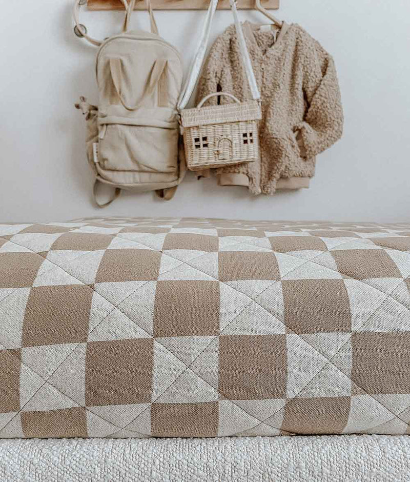 Bengali Baby Kids Cot Single Bed Quilts Khaki Gingham Bengali Home