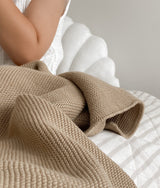 Bengali Baby | Pure Cotton Classic Knit Blanket - Khaki