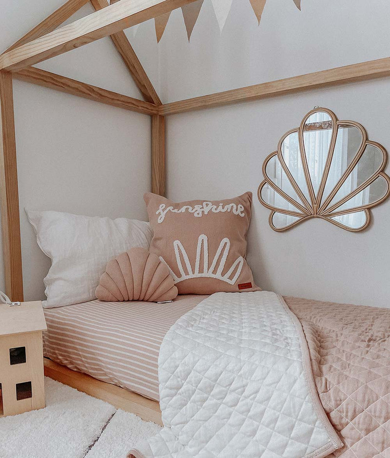 Bengali Baby Fitted Jersey Cot Sheet Nougat Pinstripe Bengali Home