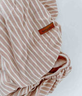 Bengali Baby | Fitted Jersey Cot Sheet - Nougat Pinstripe