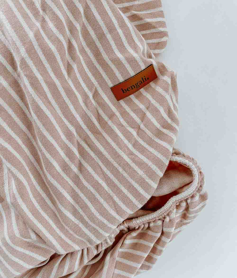 Bengali Baby Fitted Jersey Cot Sheet Nougat Pinstripe Bengali Home
