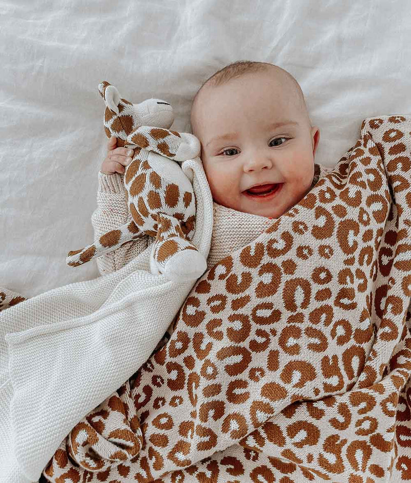 Bengali Baby | Natural Cotton Comforter - Giraffe Snuggly & Leopard Spot Blanket