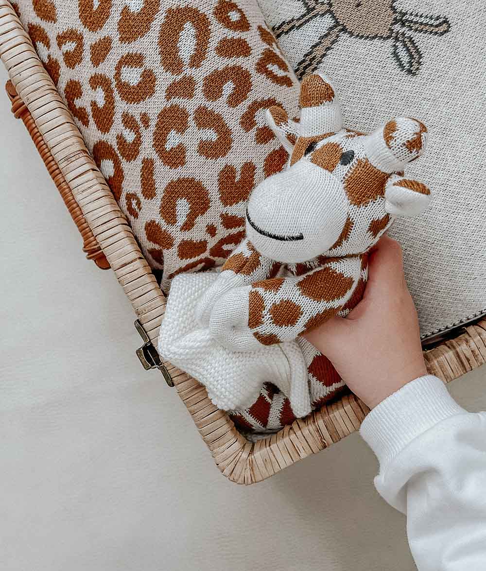 Bengali Baby | Natural Cotton Comforter - Giraffe Snuggly & Leopard Spot Blanket