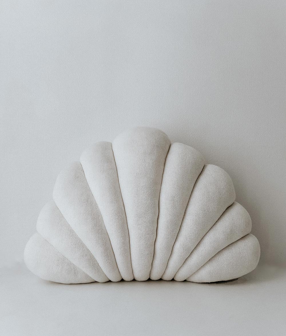 Bengali Home® | Nursery & Kids Room Decor - Large Shell Cushion Ivory