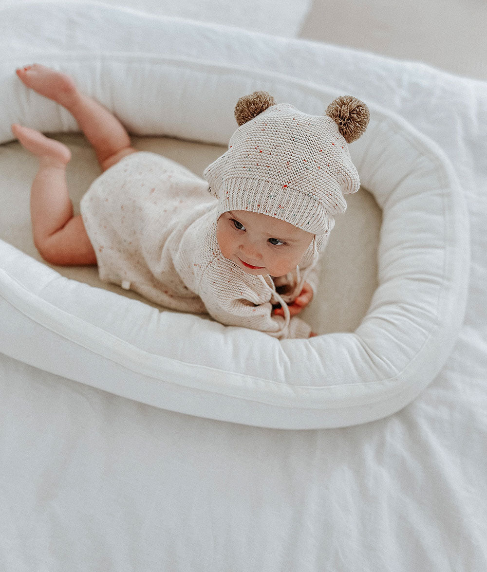 Bengali Baby | Portable Baby Lounger - Natural Marle + Ivory