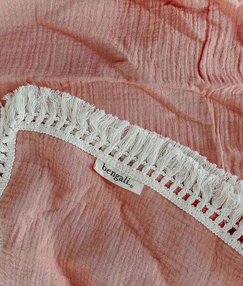 Bengali Baby Muslin Cotton Fringe Swaddle Nougat Bengali Home